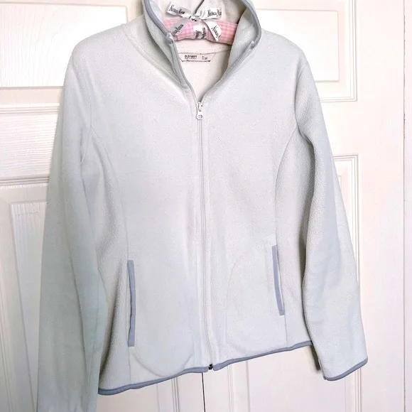 Old Navy White/Cream Fleece Jacket with Gray Trim - Picture 1 of 9